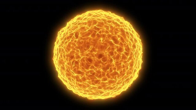 Luminous Sun Sphere: Energetic Lava Waves, Fractal Lights, and Glowing Flames with Alpha Transparency
