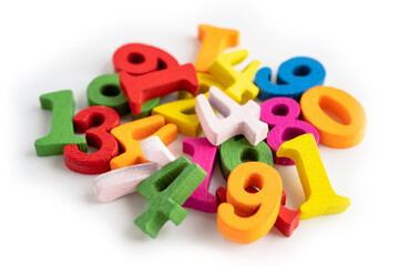 Math number colorful on white background, education study mathematics learning teach concept.