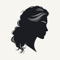 Silhouette of a woman's head with hairstyle. Vector illustration.