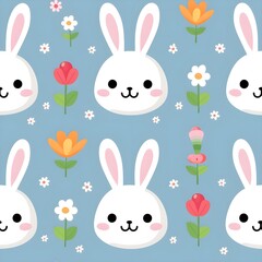 Sets bunny seamless pattern 