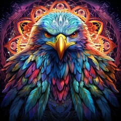 Eagle Bird Head bstract Colorful Animal God Bright Artistic Fantasy Mystique Digital Generated Illustration