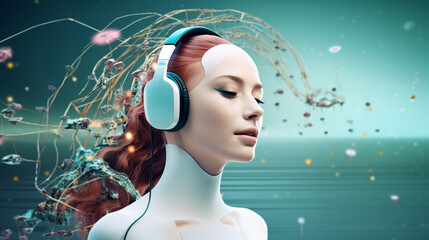 person with headphones on head