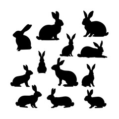 Rabbits silhouette design vector design illustration