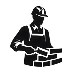Bricklayer silhouette icon, depicted with a rugged and skillful style - obrazy, fototapety, plakaty
