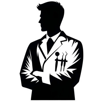 recommend clip art: Dentist silhouette icon, depicted in a professional and precise style