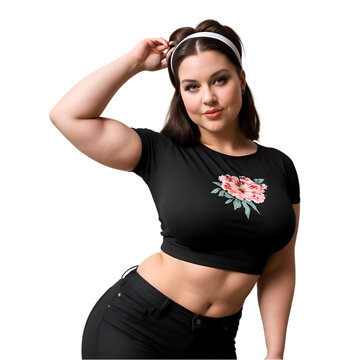 T-Shirt Model Wearing Black T-shirt with Positive vibe