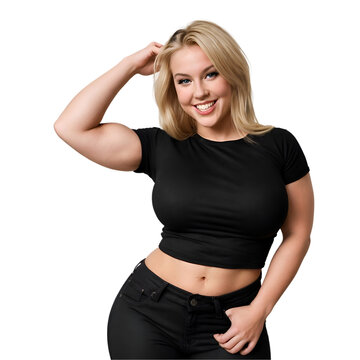 T-Shirt Model Wearing Black T-shirt with Positive vibe