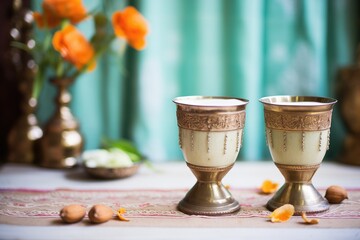 lassi in copper cups, traditional indian ambiance