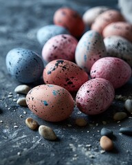 Very beautiful spring bouquet full of life and colors to celebrate easter. Warm celebration. Easter and spring. Eggs and flowers.