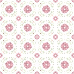 Fototapeta na wymiar Seamless pattern with pink flowers, wallpaper, and background.