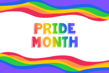 LGBT rainbow pride with happy pride month. Rainbow Pride Flag Colors. Banner Illustration with Text for Pride Month