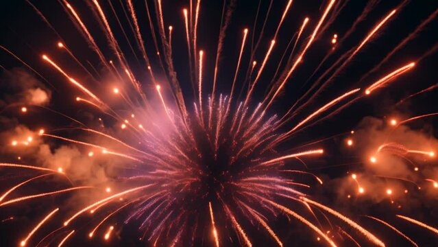 Slow motion colorful fireworks 4K video