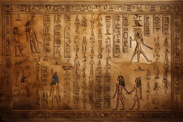 Ancient Egyptian hieroglyphs. - obrazy, fototapety, plakaty