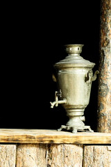 Russian traditional tea-drinking: a samovar, drying and tea in cup holder