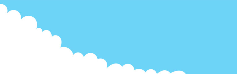 Clouds corner wide bordering. Painted white clouds on blue background. Simple vector illustration.