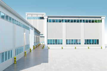 Obraz premium The warehouse is viewed from the outside. 3D image