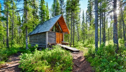 Remote Log cabin in the taiga