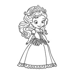 Fototapeta premium Little Princess Coloring page for kids