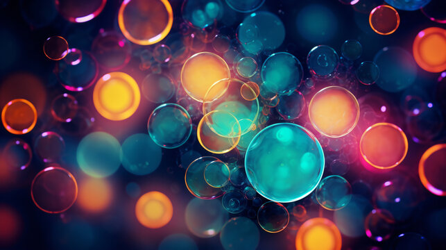 colorful circles background light pattern, in the style of digital airbrushing, lightbox