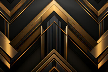 Fototapeta premium black and gold deco style pattern, in the style of art deco geometric patterns, shaped canvas, vintage-inspired