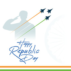Happy Republic day, Typography Design and Indian people celebrating Republic day