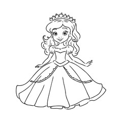Fototapeta premium Little Princess Coloring page for kids