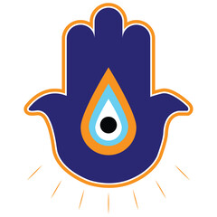 Ornate Hamsa, amulet against the evil eye and spoilage. Popular Arabic and Jewish amulet. Vector illustration. Mystic, alchemy, occult concept. Astrology, esoteric, religion.