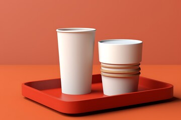 Organized Office Space: Paper Tray and Cups Mockup