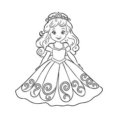 Fototapeta premium Little Princess Coloring page for kids