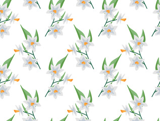 Seamless pattern with spring flowers - daffodils