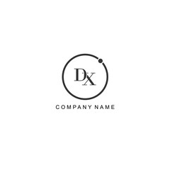 Initial DX letter management label trendy elegant monogram company