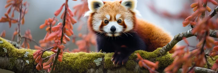 Fotobehang Red panda (Ailurus fulgens) in the tree © Alicia