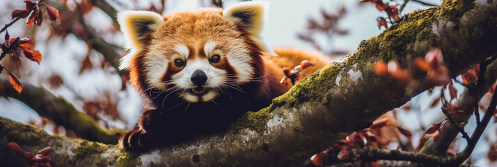 Red panda (Ailurus fulgens) in the tree