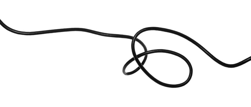 Black cable electric isolated on white, clipping