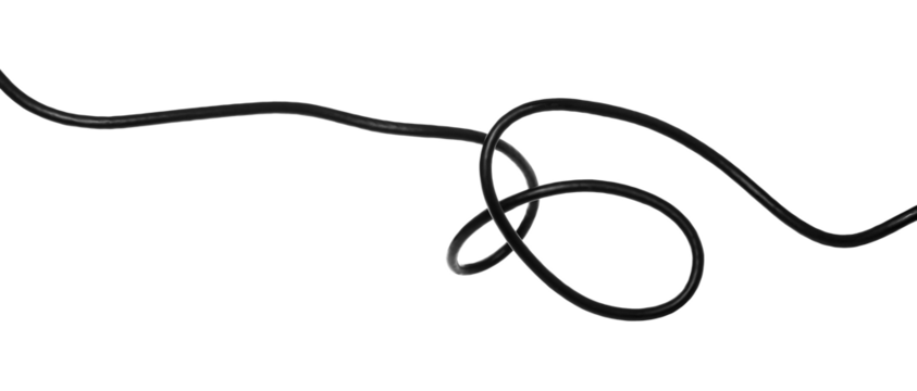 Black cable electric isolated on white, clipping