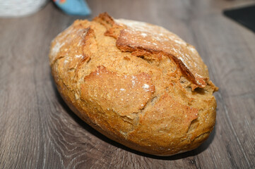 homemade freshly baked bread on a wooden table 20