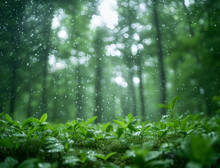 Fototapeta na wymiar rain in the forest