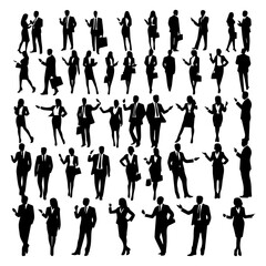 Fototapeta na wymiar collection businessman and business woman gesture silhouette