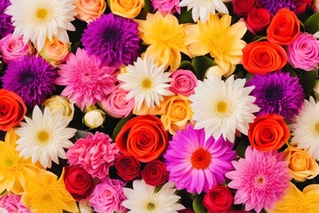 Different and multicolored flowers with intense colors (JPG 300Dpi 10800x7200)