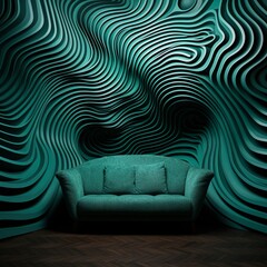 Take a high-definition shot of an epoxy-textured wall with an illusionary, op-art-inspired pattern.