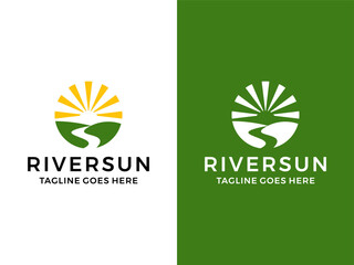 River farm logo design vector template 