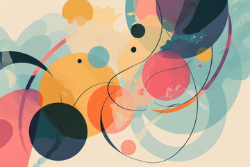 Abstract Colorful Background with Circles and Lines in Grunge Style. Vector Illustration.