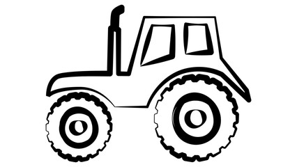 Tractor outline isolated on white background. Clipart.