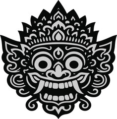 Barong traditional ritual Balinese mask vector illustration