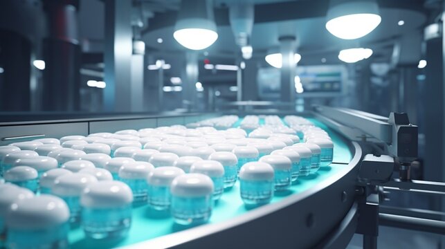 Pharmaceutical Process: Pills Being Loaded - Powered by Adobe