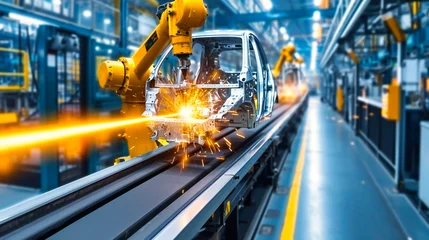 Poster Automotive Manufacturing: Industrial Robots in an Automobile Assembly Line © SK