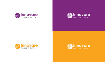 Innovative globe logo, globe logo, circuit logo, tech logo, technology