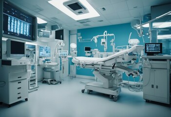 Recovery ICU intensive care unit room ward with life support at hospital medical care emergency biom - obrazy, fototapety, plakaty