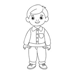 boy coloring book for children vector sketch illustration vector stroke outline graphic