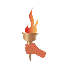 torchbearer multinationality, torch with fire, sports torch, fire, olive branch, rings, paris